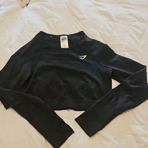 Black Long Sleeve Crop Top